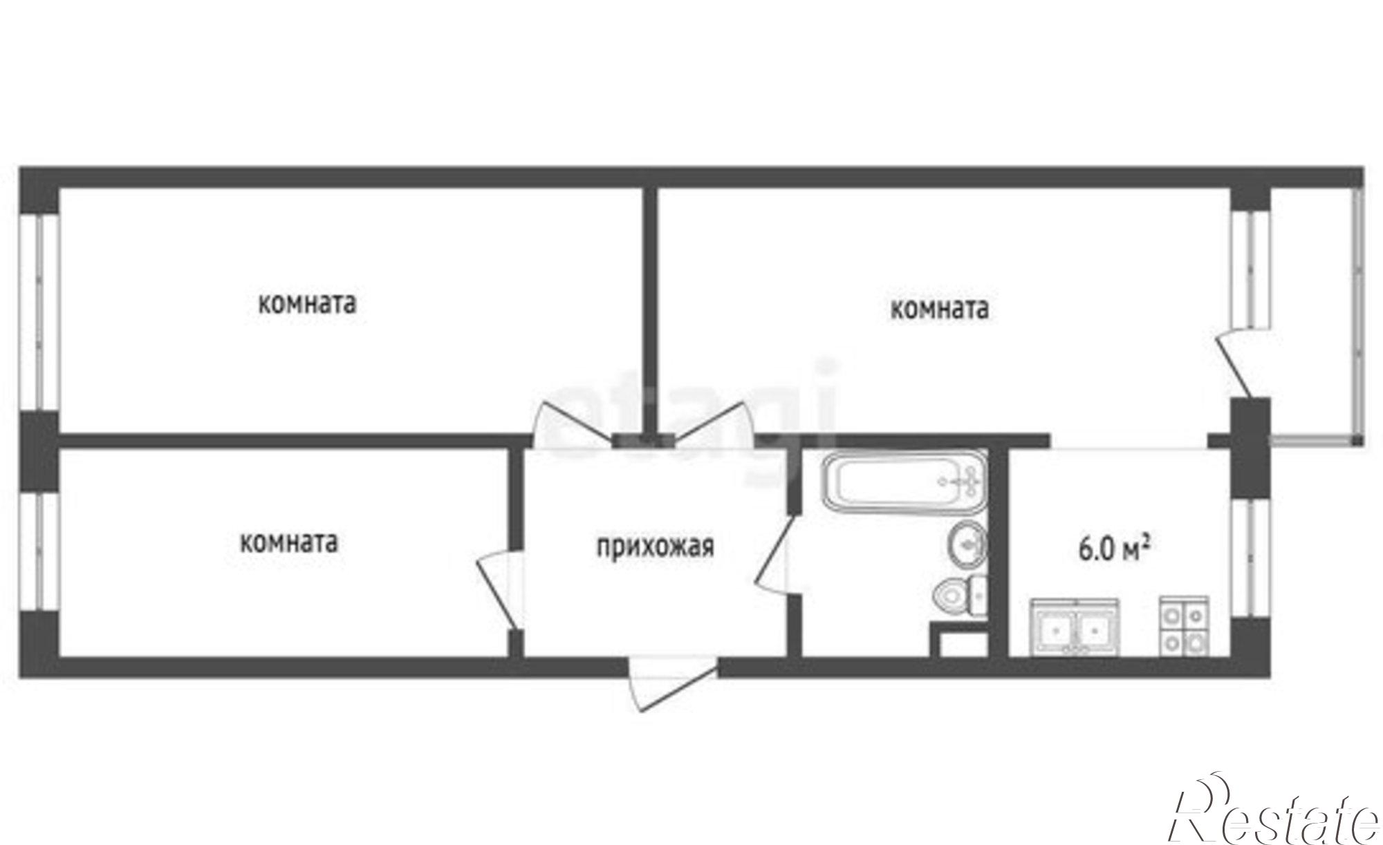 Купить квартиру за 4 000 000 рублей на Вологда, улица Текстильщиков, 21Б