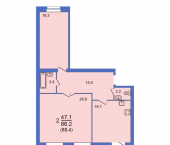 3-комн, 88 кв м, этаж 5/10 Молодёжная улица