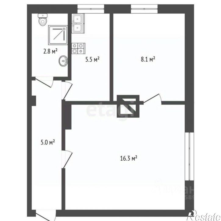 2-комн квартира